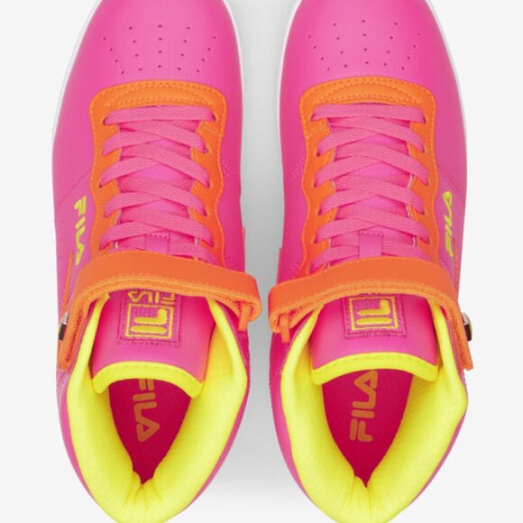 FILA Women VULC 13 SUPERBRIGHT Sneakers NWOT HiTop Neon Pink Yellow OrangeVelcro - Picture 13 of 13